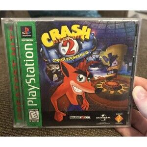 Vtg Crash Bandicoot 2 PS1 Game Cortex Strikes Back Disc Green Label